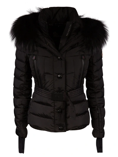 Shop Moncler Furred Hood Padded Jacket In Black