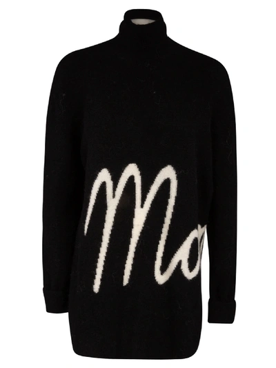 Shop Moncler Bottom Logo Knit Jumper In Black