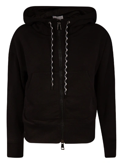 Shop Moncler Back Logo Zipped Hoodie In Black