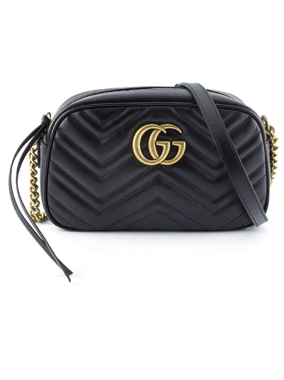 Shop Gucci Gg Marmont Black Shoulder Bag In Nero