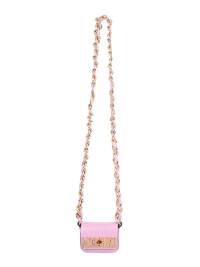 Shop Moschino Shoulder Bag With Logo In Rosa