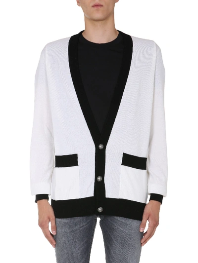 Shop Balmain V-neck Cardigan In White