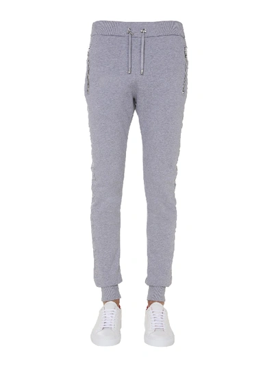 Shop Balmain Jogging Pants In Grey