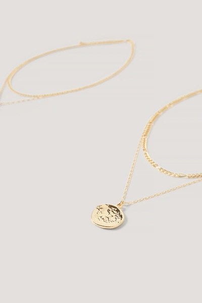 Shop Na-kd Double Coin Drop Layered Necklace Gold