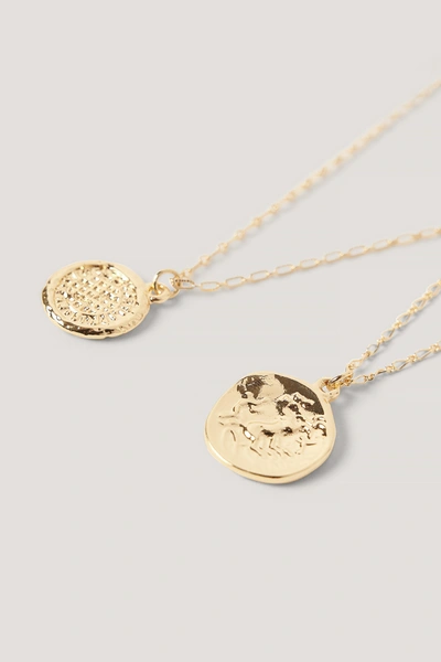 Shop Na-kd Double Coin Drop Layered Necklace Gold