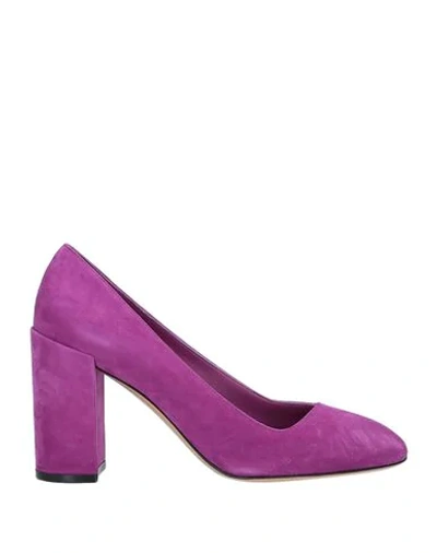 Shop Ferragamo Woman Pumps Purple Size 10 Soft Leather