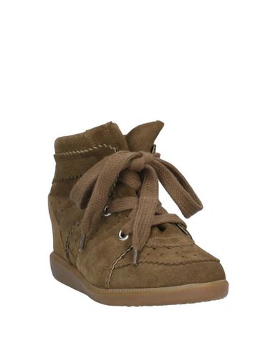 Shop Isabel Marant Woman Sneakers Khaki Size 5 Soft Leather In Beige