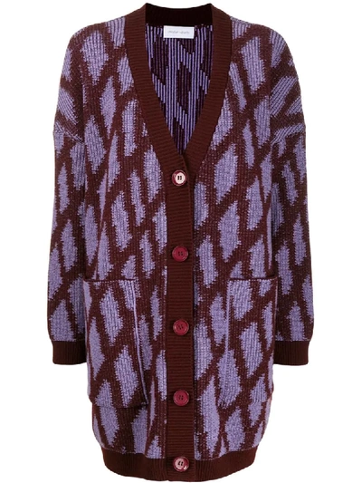 Shop Christian Wijnants Triangular Patterned Cardigan In Red