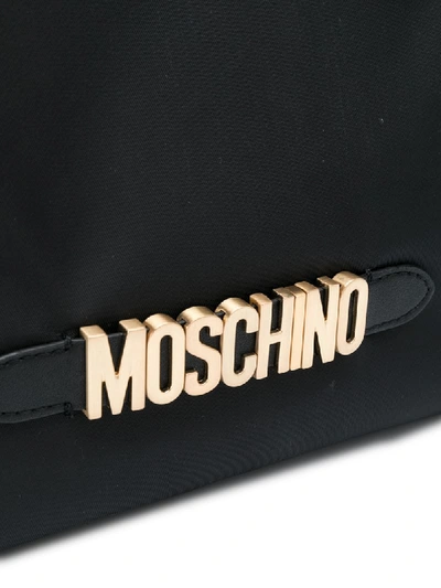 Shop Moschino Logo Plaque Tote Bag In Black
