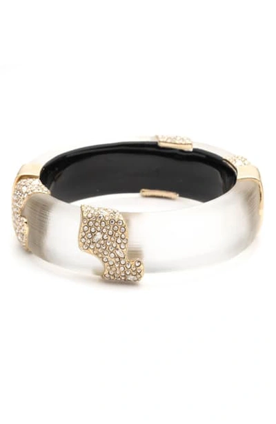 Shop Alexis Bittar Crystal Hinged Bangle In Silver