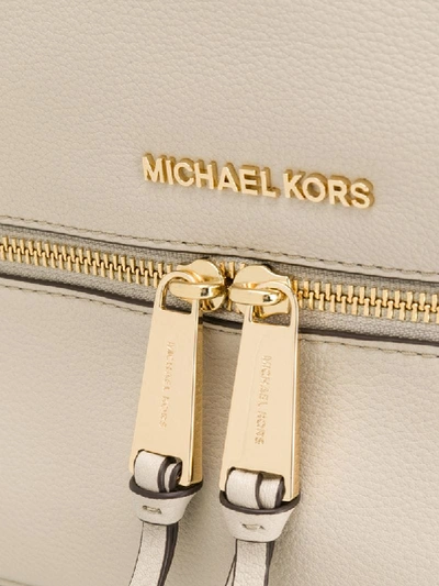Shop Michael Michael Kors Logo Plaque Backpack In Neutrals