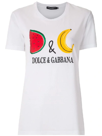Shop Dolce & Gabbana Fruit-print Slim-fit T-shirt In White