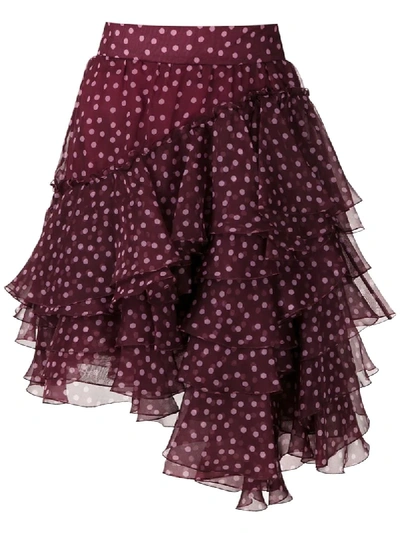 Shop Dolce & Gabbana Polka-dot Tiered Skirt In Red