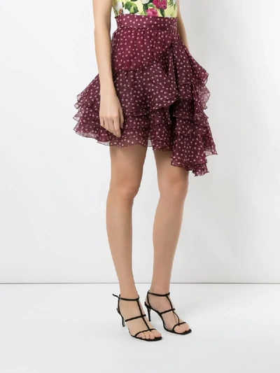Shop Dolce & Gabbana Polka-dot Tiered Skirt In Red