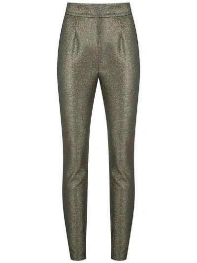 Shop Dolce & Gabbana Metallic Skinny Trousers In Gold