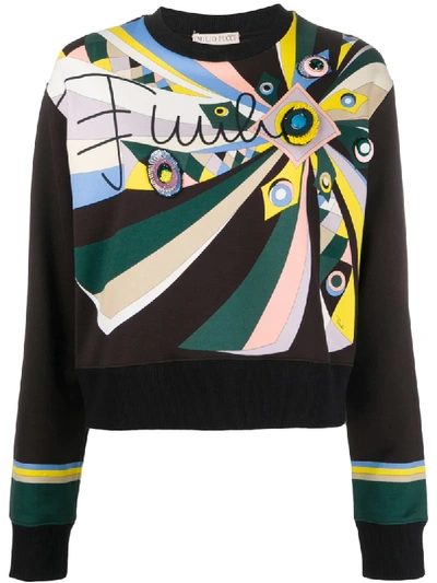 Shop Emilio Pucci Embroidered Abstract-print Sweatshirt In Multicolour