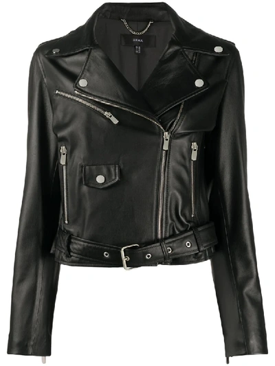 Shop Arma Belted Biker Jacket In Black