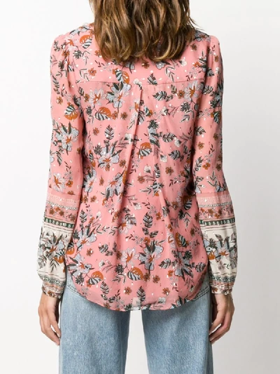 Shop Veronica Beard Floral Print Pleated-front Blouse In Pink