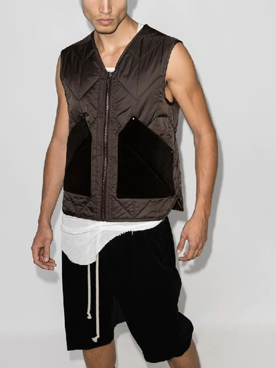 Shop Rick Owens Quilted Gilet In Grey