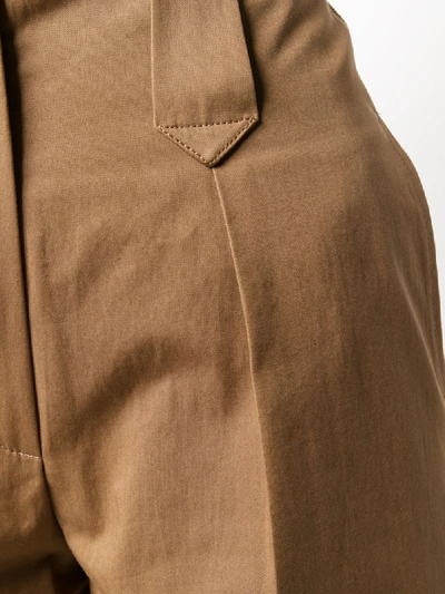 Shop Kenzo Tapered Cotton Trousers In Brown