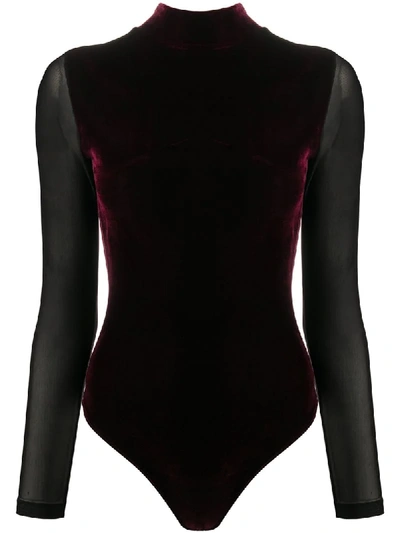 Shop Alchemy Velvet Sheer Panelled Body In Red