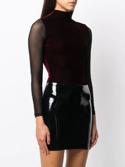 Shop Alchemy Velvet Sheer Panelled Body In Red