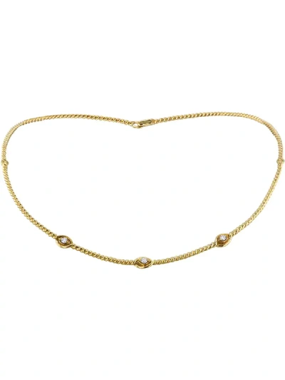 Pre-owned Dior 2010s  Diamond Embellished Necklace In Gold,white