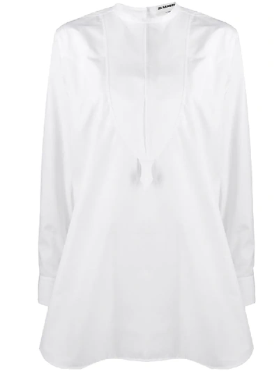 Shop Jil Sander Bib-detail Cotton Shirt In White