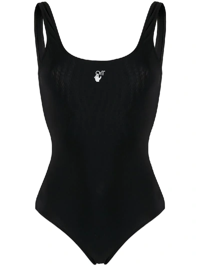 Shop Off-white Core Logo Print Swimsuit In Black
