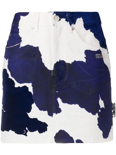 Shop Off-white Cow-print Denim Skirt In Blue