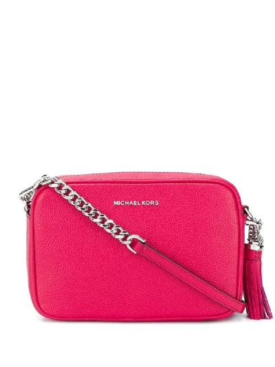 Shop Michael Michael Kors Ginny Pebbled Crossbody Bag In Pink