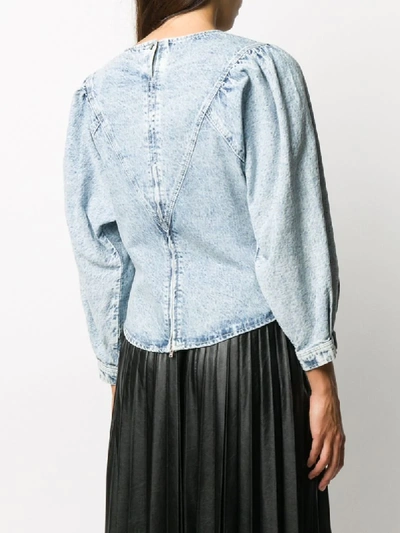 Shop Isabel Marant Acid-wash Denim Top In Blue