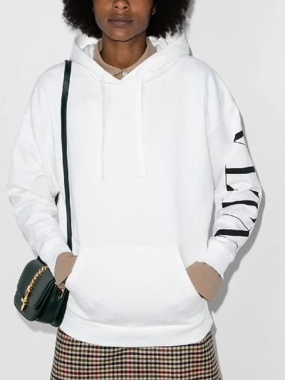 Shop Valentino Vltn Logo-print Hoodie In White