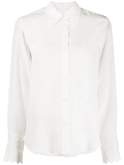Shop Chloé Long-sleeve Scallop-cuff Shirt In White