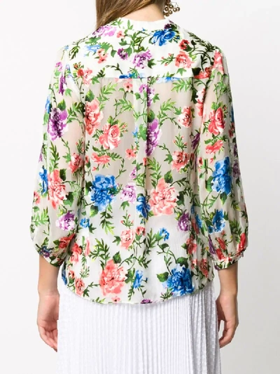 Shop Alice And Olivia Sheila V-neck Floral Print Blouse In White