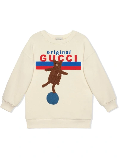 Shop Gucci Original  Bear-embroidered Sweatshirt In White