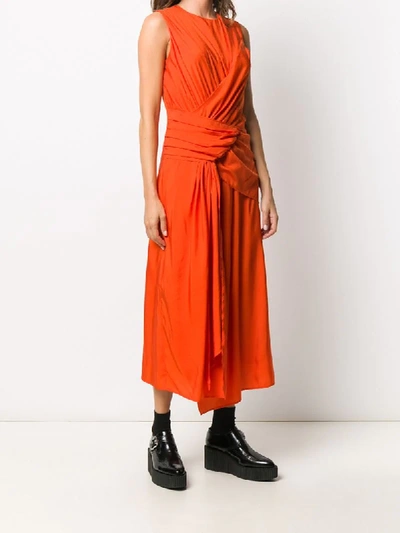 Shop Christian Wijnants Drape Detail Dress In Orange