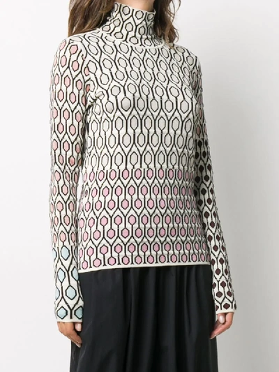 Shop Christian Wijnants Mosaic Pattern High Neck Jumper In White