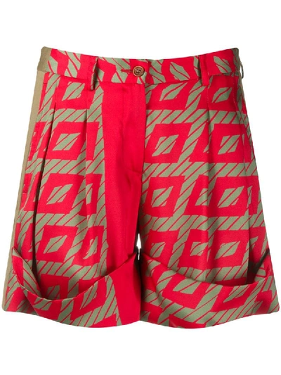 Shop Jejia Geometric Abstract-print Shorts In Red