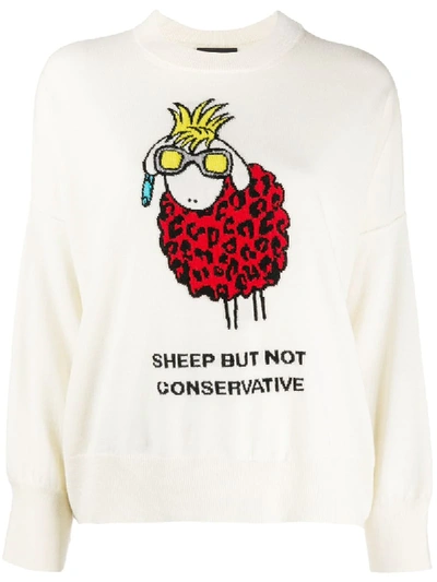 Shop Boutique Moschino Sheep Embroidered Jumper In Neutrals