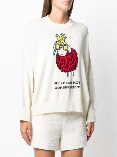 Shop Boutique Moschino Sheep Embroidered Jumper In Neutrals