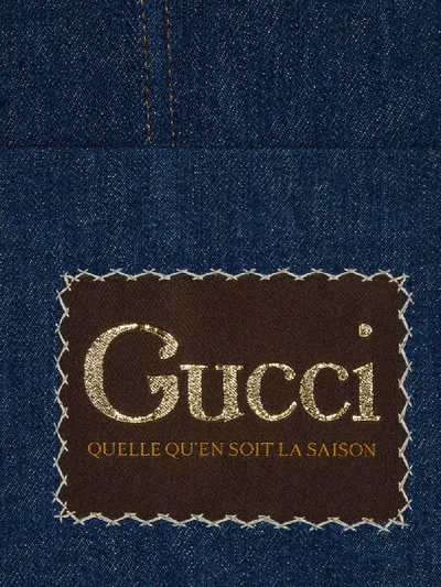 Shop Gucci Label Denim Jacket In Blue