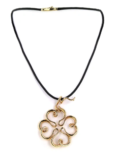 Pre-owned Dior 2000s  Flower Pendant Necklace In Gold
