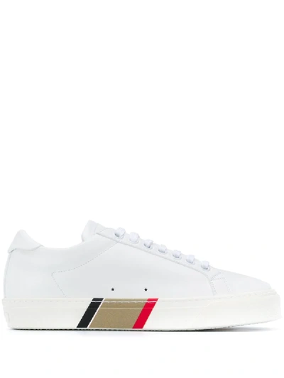 Shop Burberry Stripe Print Sneakers In White