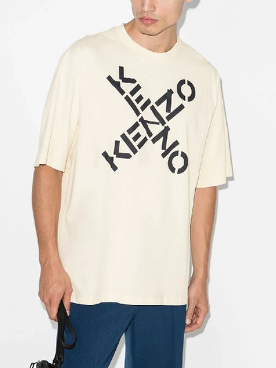 Shop Kenzo X Logo-print T-shirt In Neutrals
