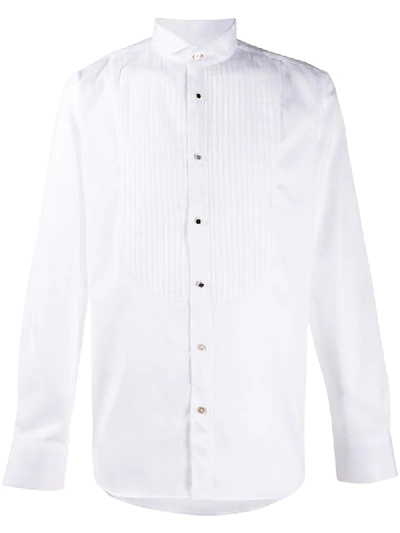 Shop Paul Smith Pleated-bib Cotton Shirt In White