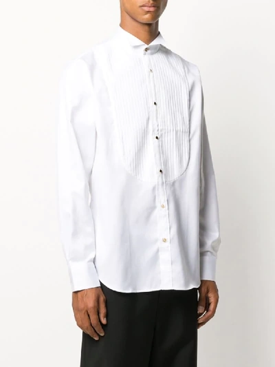 Shop Paul Smith Pleated-bib Cotton Shirt In White