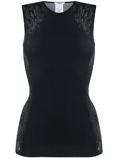 Shop Wolford Om Paisley Emboidered Tank Top In Black
