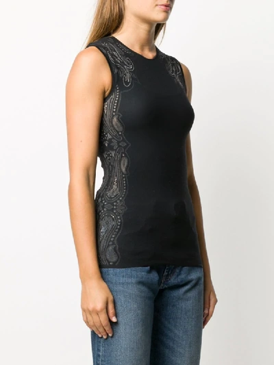 Shop Wolford Om Paisley Emboidered Tank Top In Black