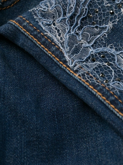 Shop Ermanno Scervino Lace-appliqué Skinny Jeans In Blue